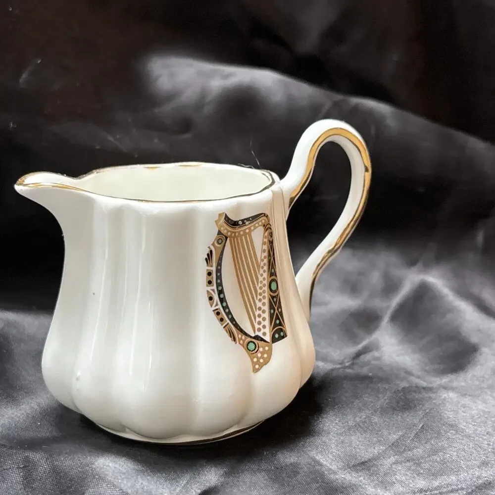 Royal Tara Ireland Small Creamer Porcelain IRISH HARP PATTERN 2.5” Celtic Harp